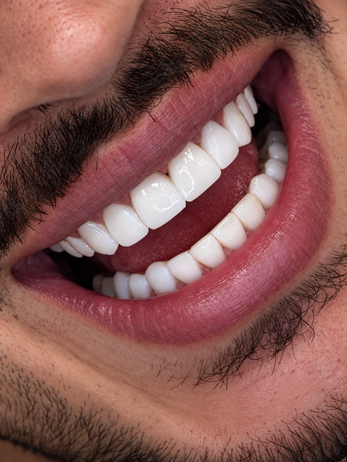 Resultado masculino com Lentes Tradicionais e sorriso mais harmônico.